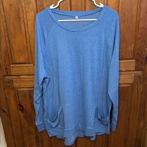 Women’s Light Blue Casual Long Sleeve Pullover Top Size 3XL